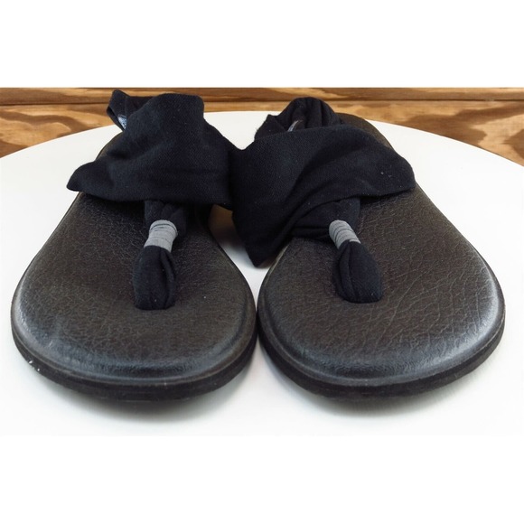 Sanuk Sz 9‎ M Black Slingback Fabric Women Sandals SWS10001 - Picture 2 of 8